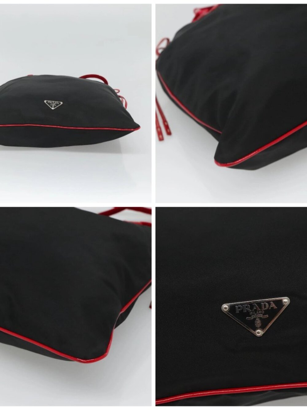 PRADA Tote Bag Nylon Black Silver Auth - Picture 14 of 16